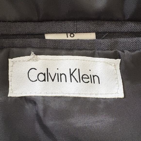 Calvin Klein Gray Wool Blend Blazer Suit Separate Jacket Womens Size 18 - Picture 3 of 5